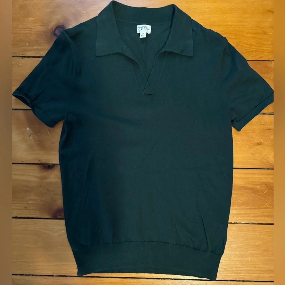 J. Crew Black Short-Sleeve Knit Polo